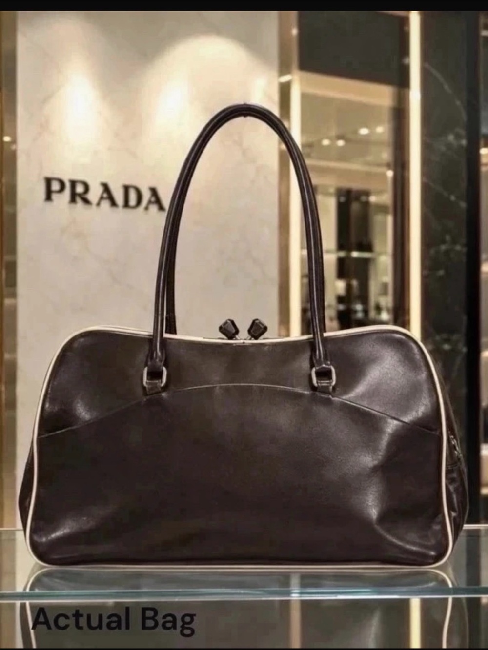 Authentic Vintage Black Leather BowlingBagโShe Follows Her Own Vibeโ W/Tags